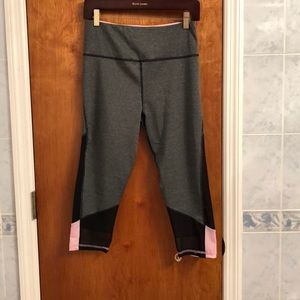 Shosho gray pink black mesh capri leggings